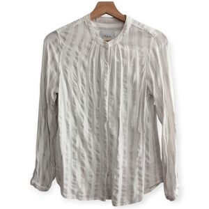 Rails Eloise Button Up in Carrera Metallic Stripe White Mandarin Collar Small